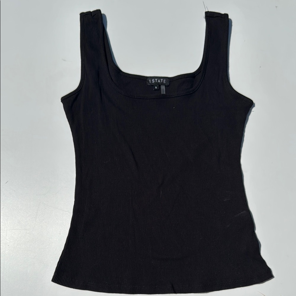 1. STATE Black Ribbed Knit Tank Top Sleeveless Stretch Basic Women's Small